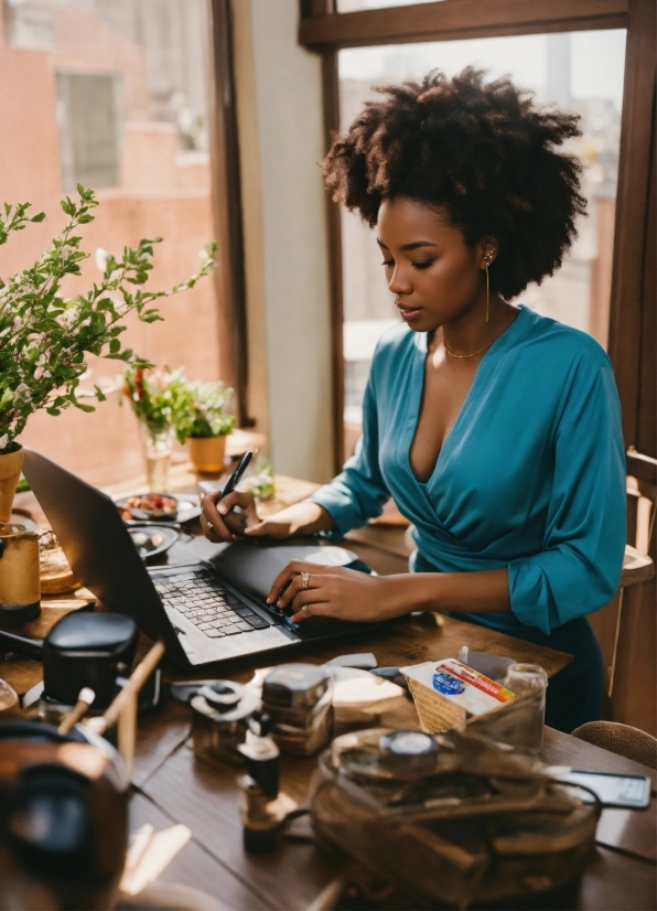 Table, Plant, Computer, Personal Computer, Laptop, Desk