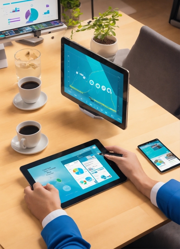 Table, Product, Green, Blue, Plant, Tablet Computer