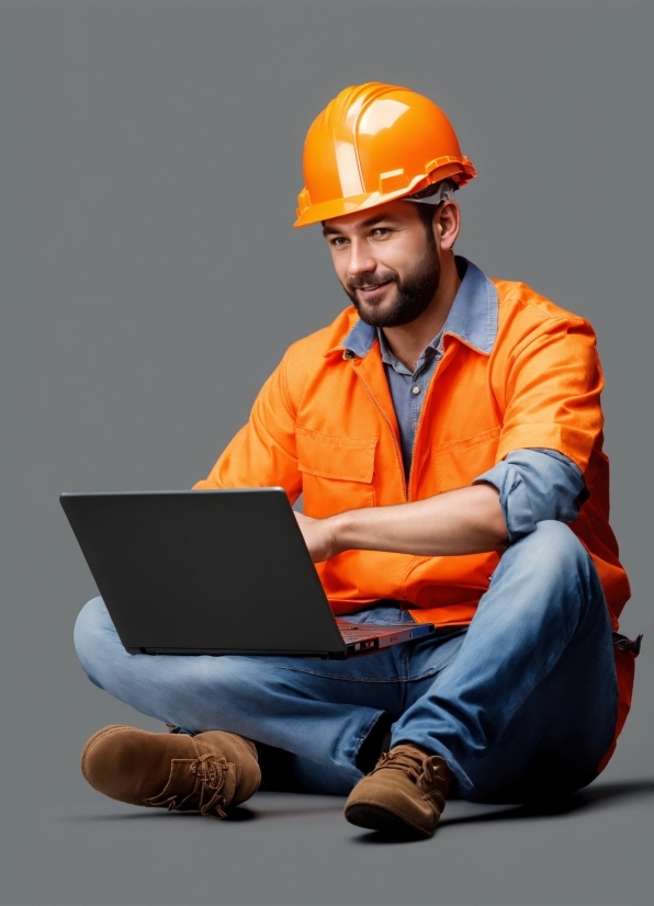 Computer, Personal Computer, Laptop, Hard Hat, Helmet, Workwear