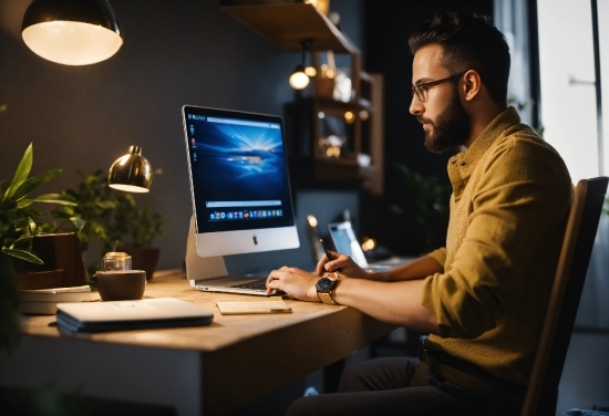 Computer, Table, Personal Computer, Plant, Computer Keyboard, Flowerpot