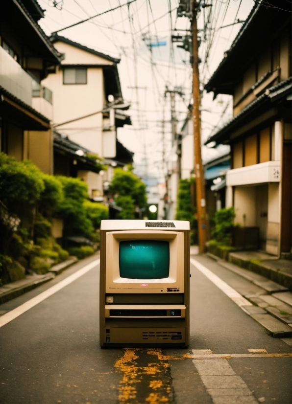 Plant, Computer, Personal Computer, Lighting, Road Surface, Asphalt