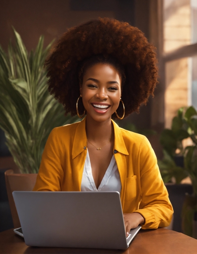 Smile, Laptop, Computer, Plant, Jheri Curl, Netbook