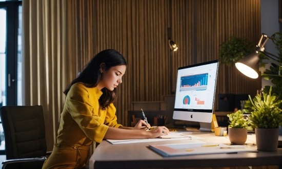 Computer, Furniture, Flowerpot, Table, Plant, Personal Computer