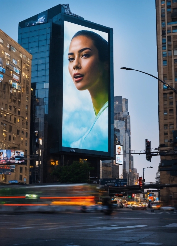 Building, Sky, Daytime, Skyscraper, Billboard, Street Light