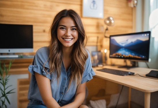 Smile, Computer, Plant, Personal Computer, Table, Computer Keyboard