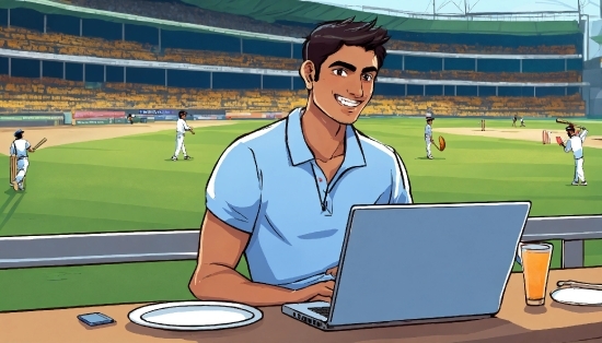 Computer, Laptop, Personal Computer, World, Player, Baseball Field