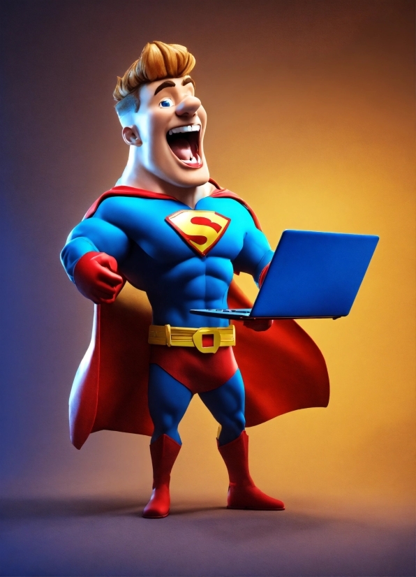 Arm, Superman, Blue, Cartoon, Smile, Gesture