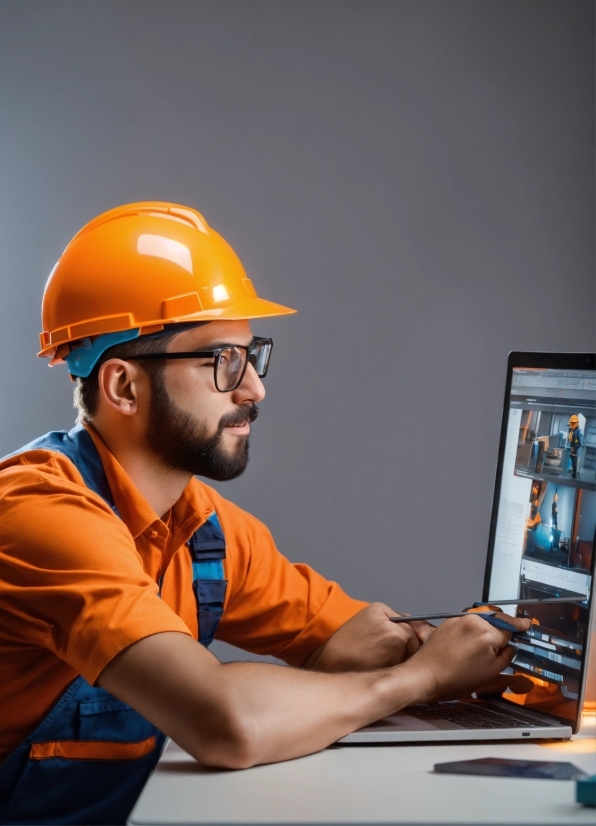 Glasses, Hard Hat, Arm, Computer, Helmet, Personal Computer