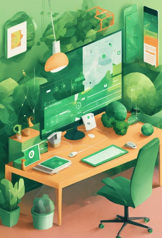 Green, Plant, Furniture, Table, Interior Design, Lighting