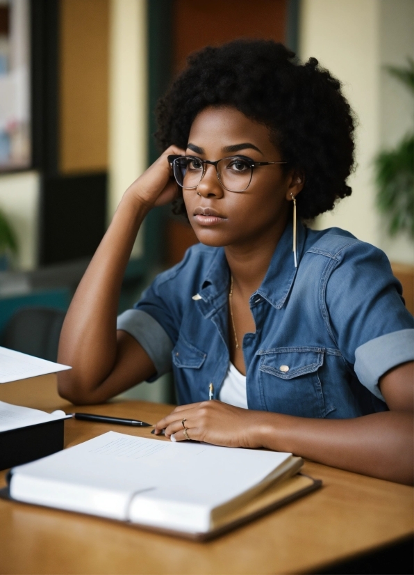 Table, Black Hair, Desk, Job, Eyewear, White-collar Worker