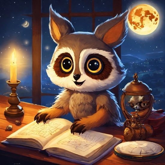 Cartoon, Book, Table, Fawn, Felidae, Art