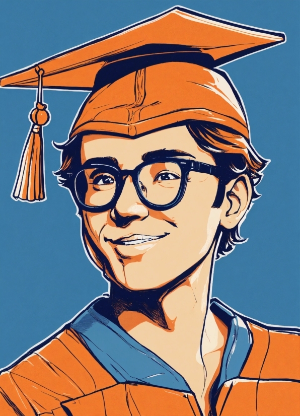 Glasses, Smile, Eyebrow, Vision Care, Gesture, Mortarboard