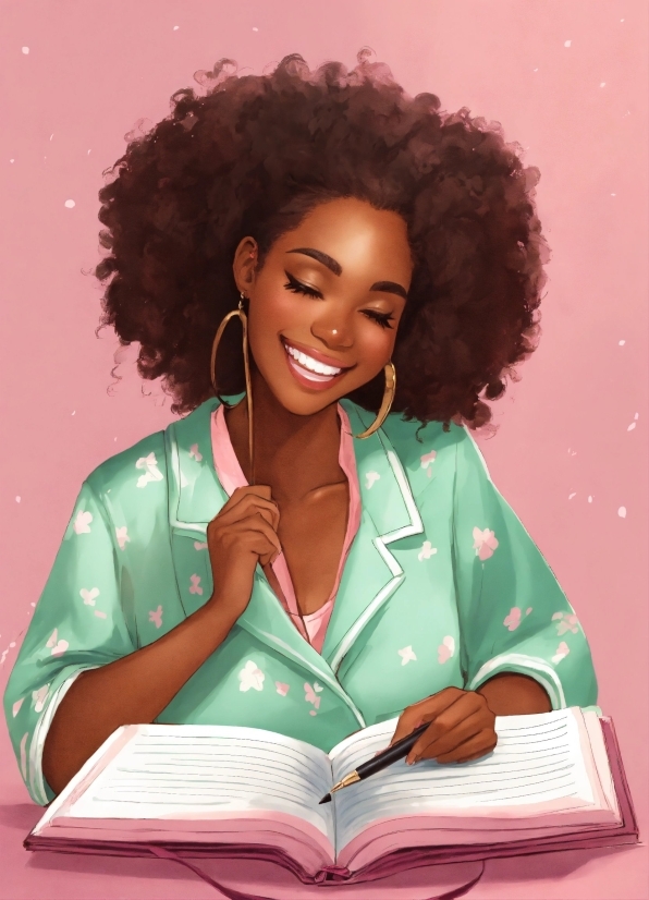 Smile, Jheri Curl, Sleeve, Book, Happy, Ringlet