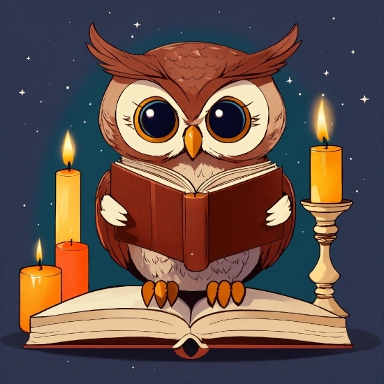 Candle, Bird, Cartoon, Vertebrate, Art, Owl