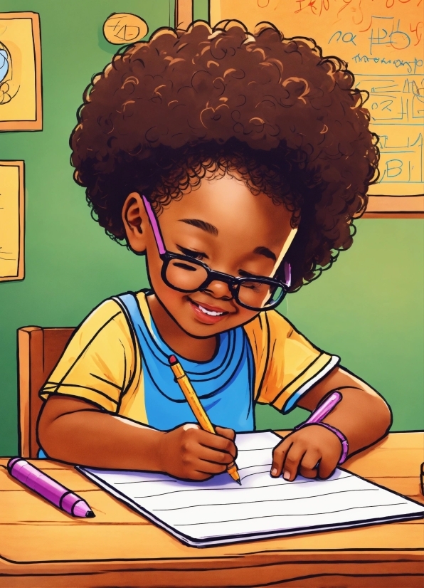 Smile, Cartoon, Table, Happy, Art, Jheri Curl