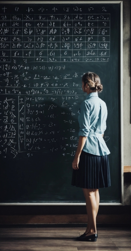 Handwriting, School Uniform, Sleeve, Waist, Blackboard, Knee