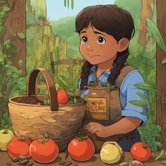 Plant, Food, Cartoon, Fruit, Natural Foods, Painting