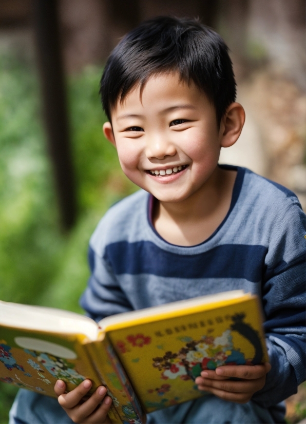 Smile, Happy, Book, Plant, Child, People