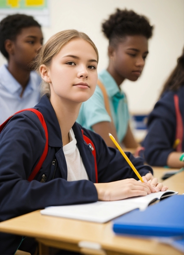 Human, School Uniform, Community, Event, Writing Implement, Table