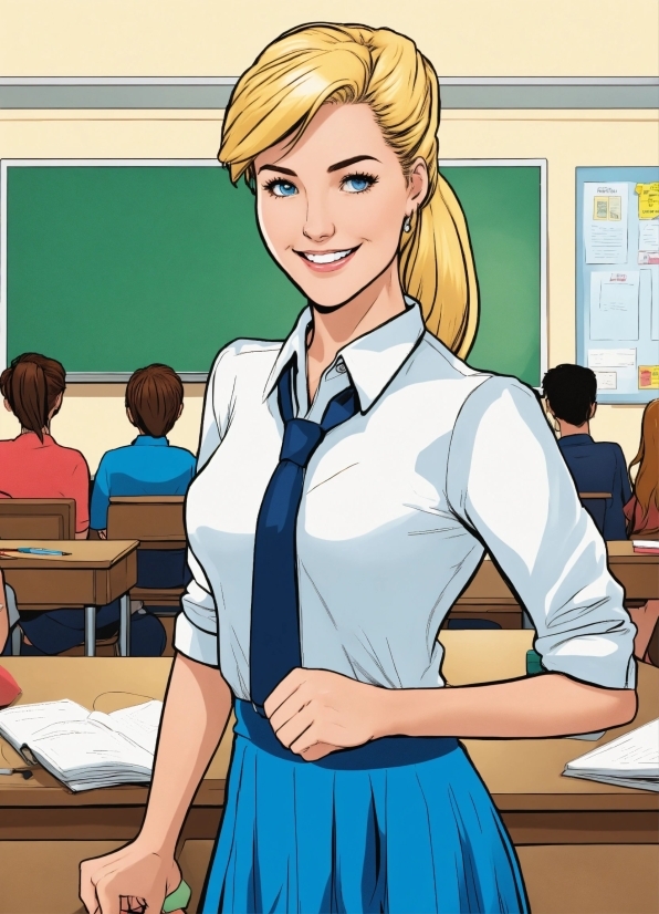 Hairstyle, Facial Expression, School Uniform, Smile, Human, Cartoon