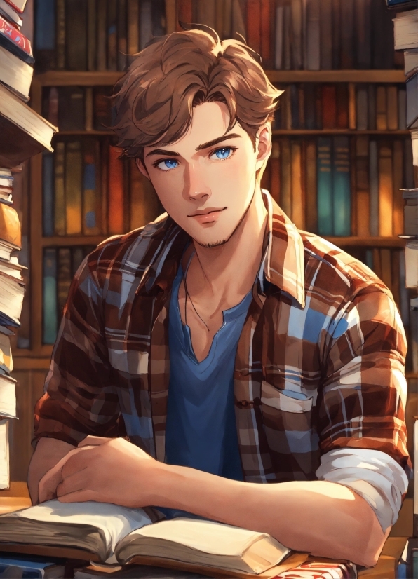 Tartan, Cartoon, Plaid, Book, Fun, Shelf