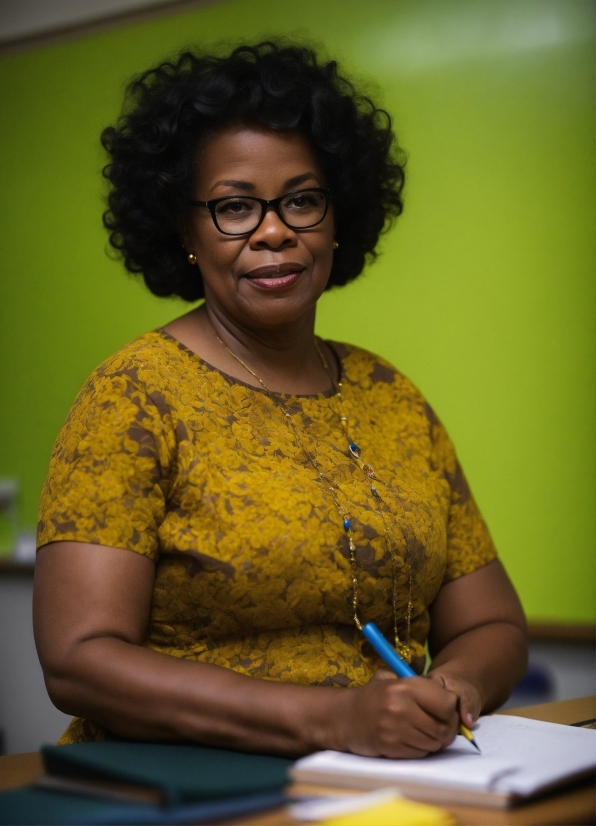 Glasses, Human, Organ, Yellow, Jheri Curl, Smile