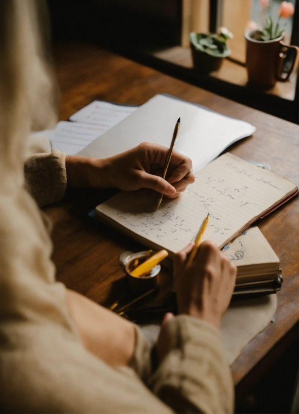 Hand, Table, Writing Instrument Accessory, Gesture, Wood, Finger