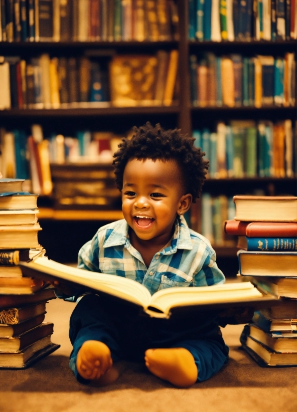 Smile, Bookcase, Photograph, Shelf, Furniture, Book