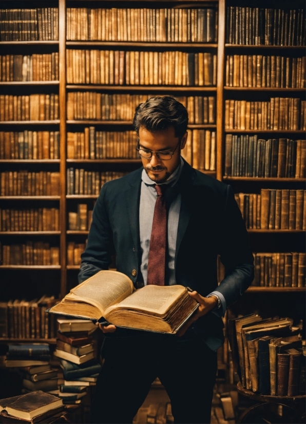 Clothing, Bookcase, Shelf, Book, Building, Human