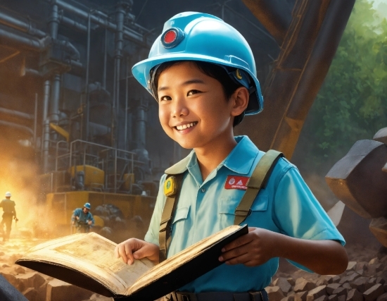 Smile, Helmet, Hard Hat, Workwear, Book, Fun
