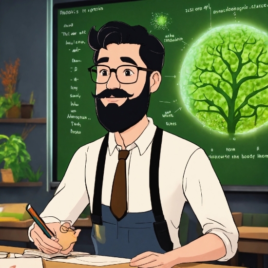 Plant, Cartoon, Beard, Font, Tree, Tableware