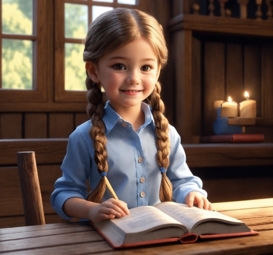 Smile, Table, Candle, Window, Happy, Book