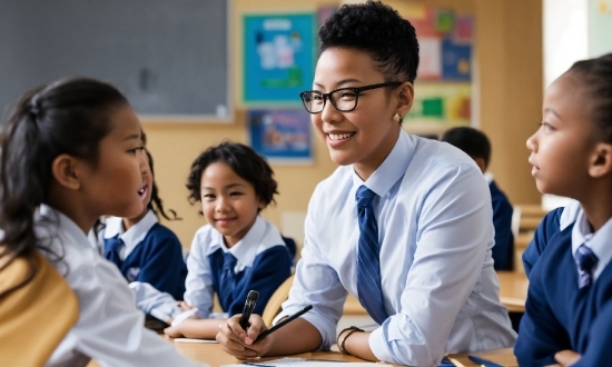 Glasses, Smile, Shirt, School Uniform, Tie, Happy