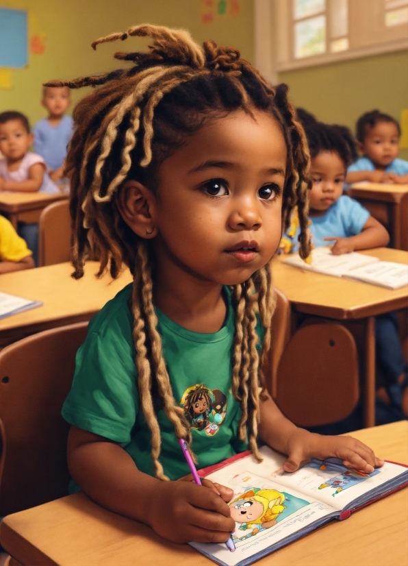 Photograph, Cornrows, Black, Table, Chair, Adaptation