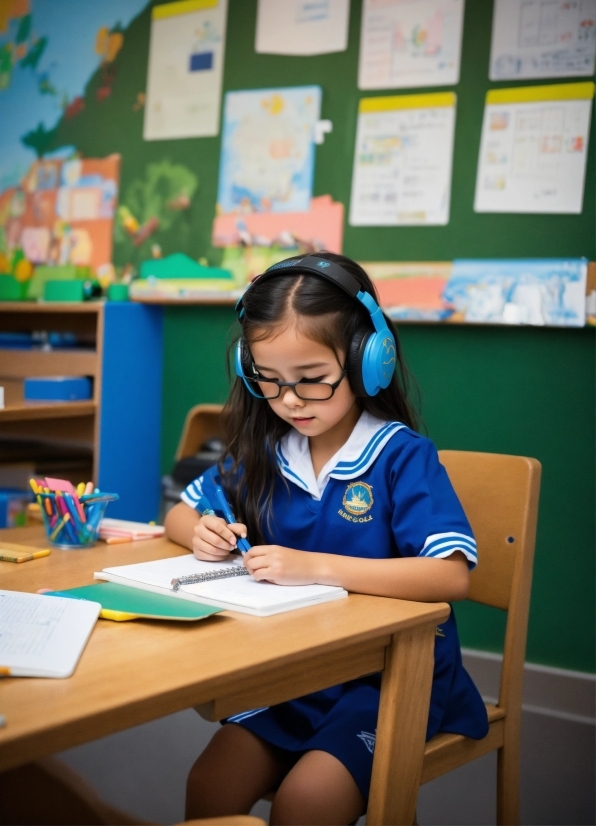 Table, Desk, Chair, School Uniform, Academic Institution, Class