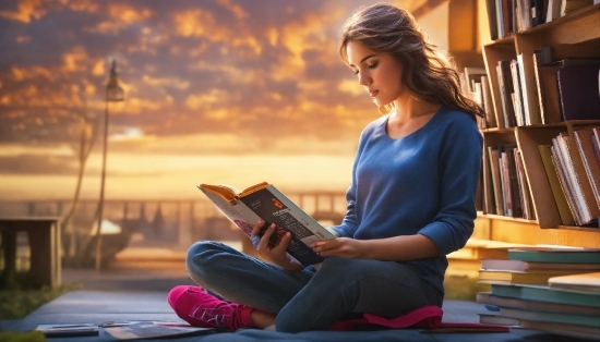 Jeans, Cloud, Sky, Book, Flash Photography, Publication