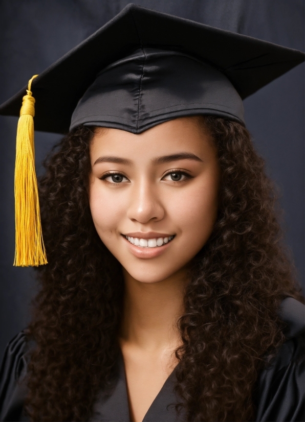 Smile, Lip, Chin, Hairstyle, Eyebrow, Academic Dress