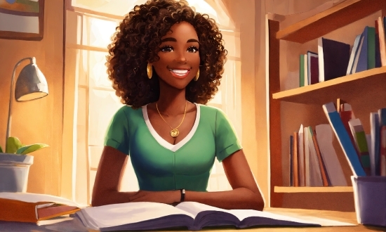 Smile, Jheri Curl, Ringlet, Book, Happy, Bookcase