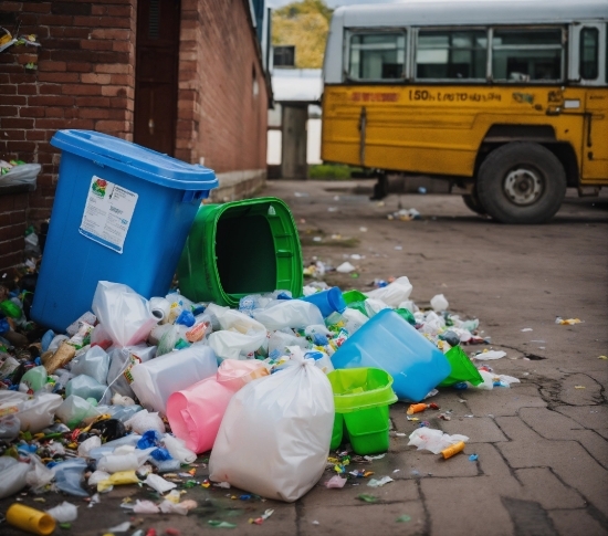 Wheel, Bus, Tire, Waste Container, Waste Containment, Green