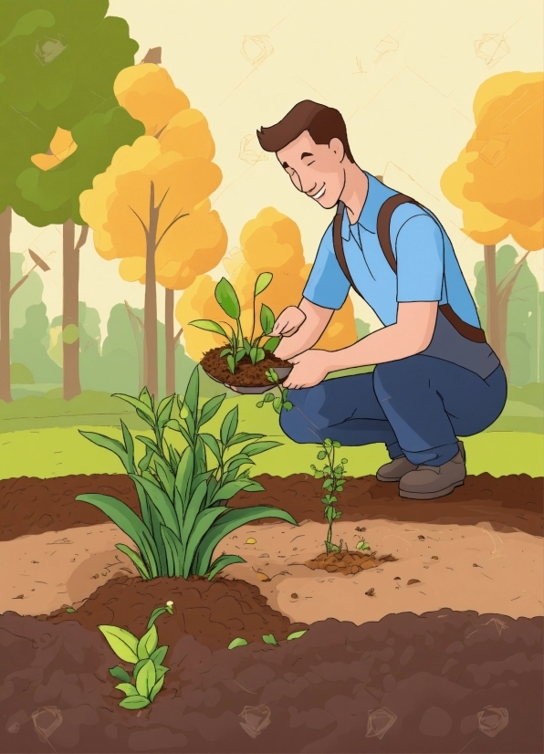 Plant, Flower, People In Nature, Botany, Nature, Cartoon