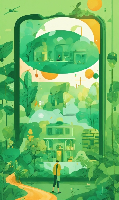 Green, Organism, Art, Yellow, Plant, Aqua