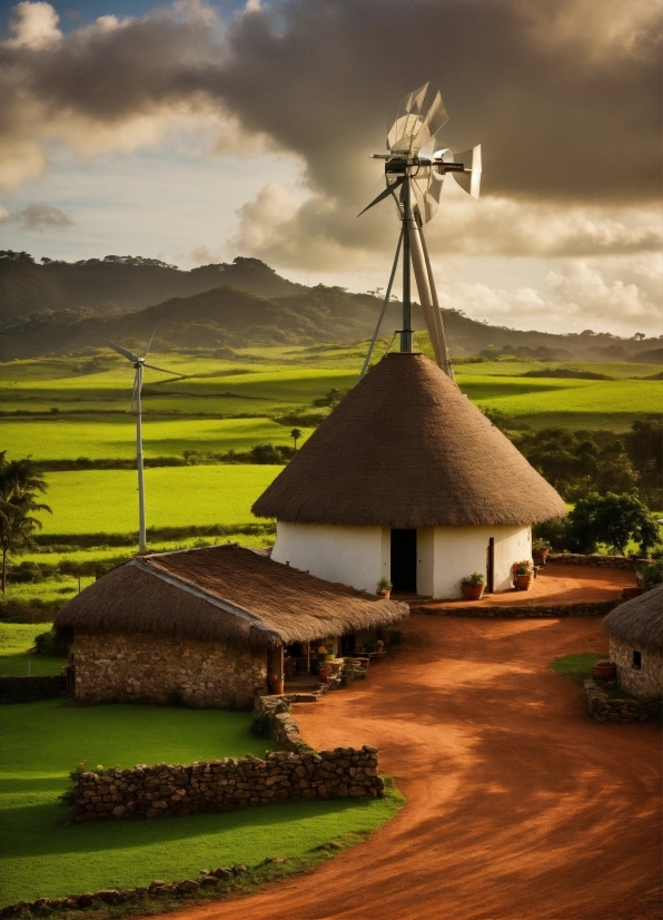 Cloud, Sky, Ecoregion, Windmill, Green, Nature