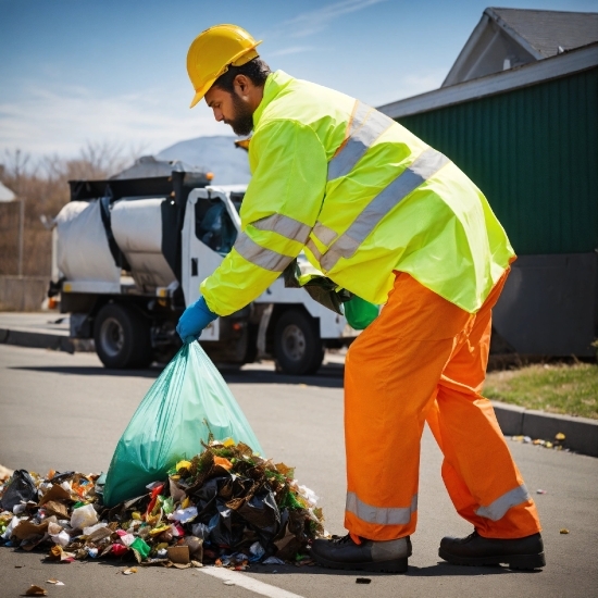 Garbage Truck, Tire, Wheel, Vehicle, High-visibility Clothing, Motor Vehicle