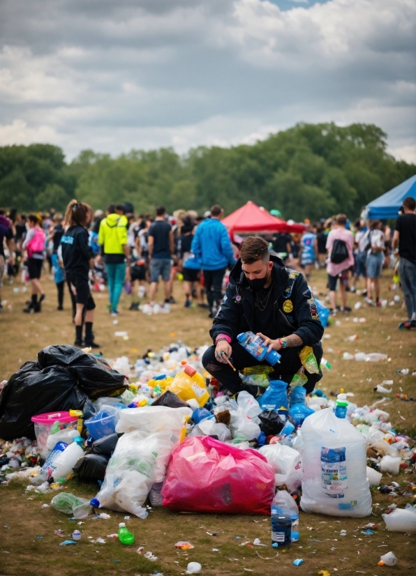 Cloud, Sky, Bottle, Tree, Plastic Bag, Pollution