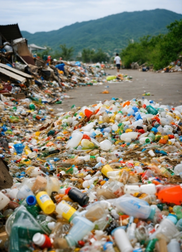 Mountain, Cloud, Sky, Pollution, People, Waste