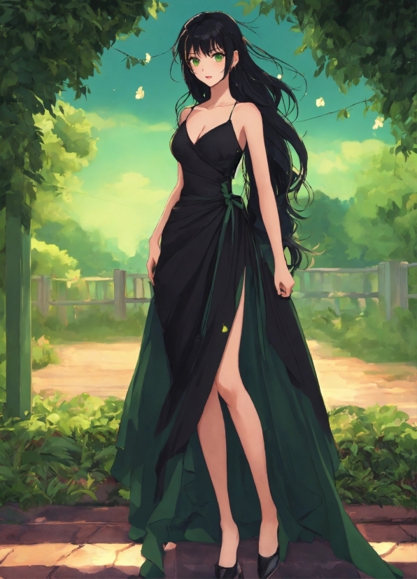 Hair, Plant, Green, Dress, Tree, Waist