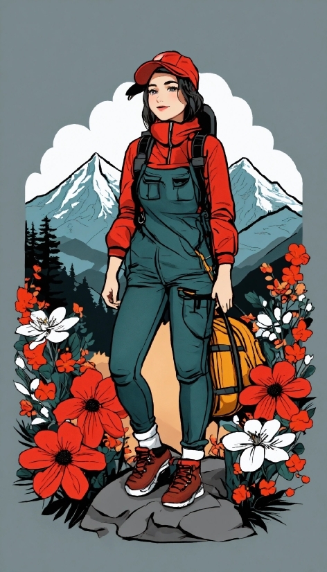 Outerwear, Cartoon, Sleeve, Flower, Art, People In Nature