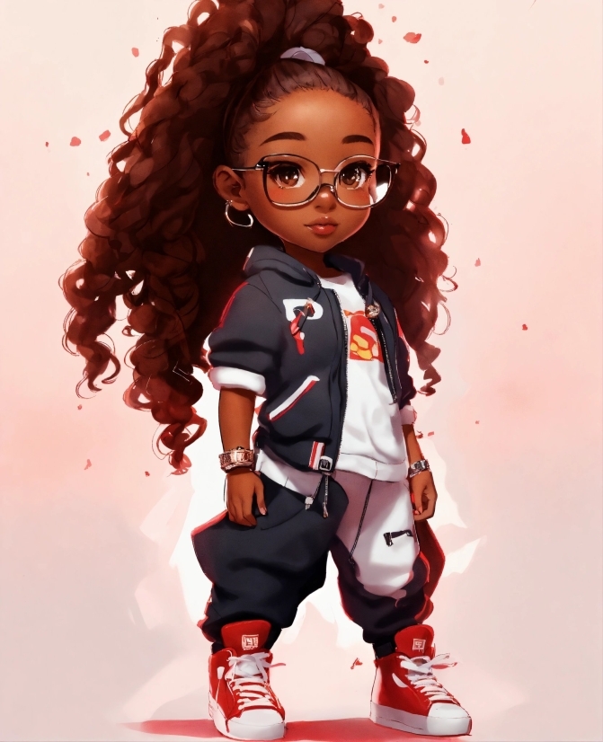 Outerwear, Hairstyle, Jheri Curl, Doll, Sleeve, Gesture