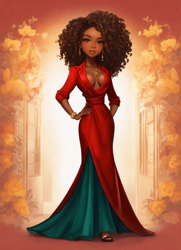 Hair, Jheri Curl, Fashion, Sleeve, Dress, Waist