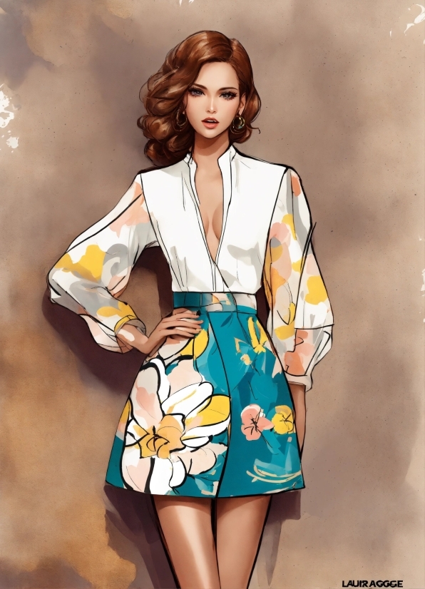 Sleeve, Waist, Flower, Thigh, Fashion Design, Black Hair